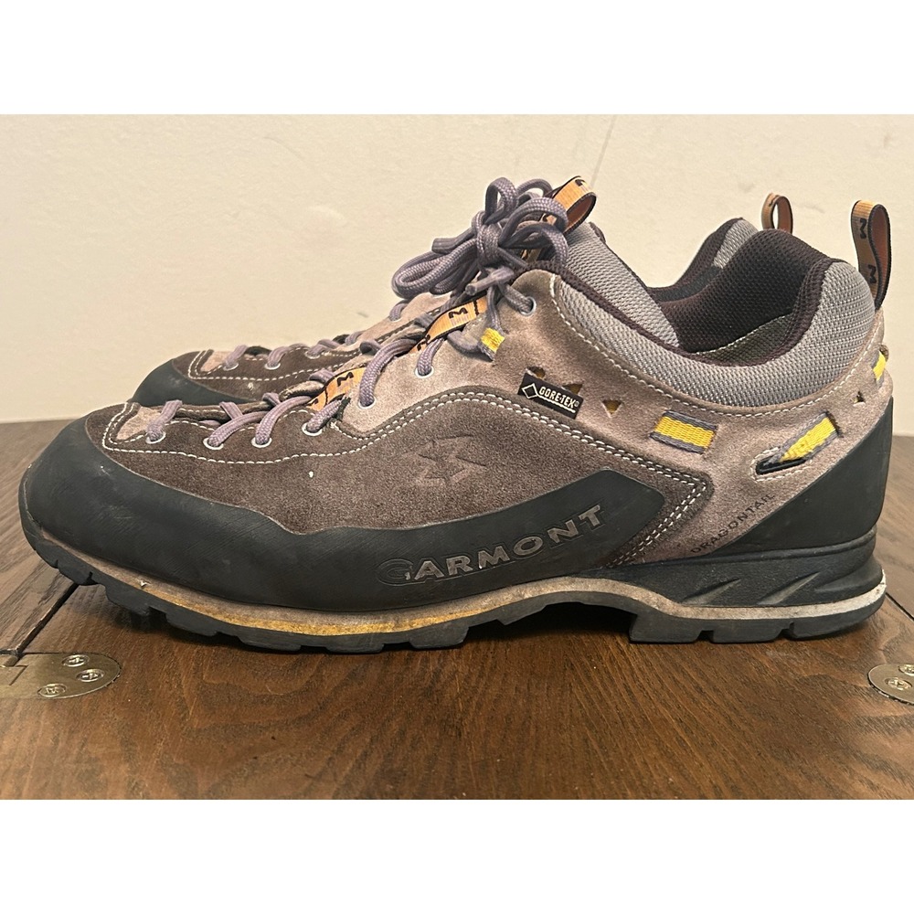 Garmont Dragontail Gore-Tex Hiking Shoes Men's Size 11.5 Gray & Yellow leather
